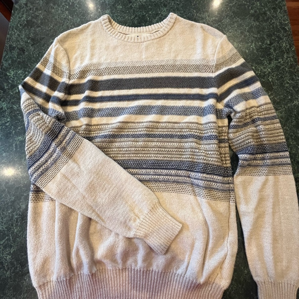 Striped Beige and Gray Men's Sweater